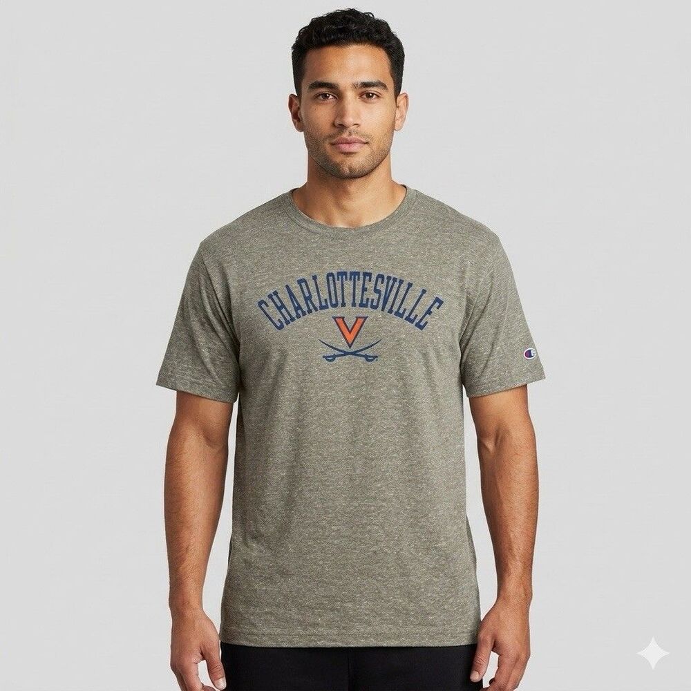 Champion UVA Charlottesville V Crossed Sabers Heather Gray T-Shirt 2XL